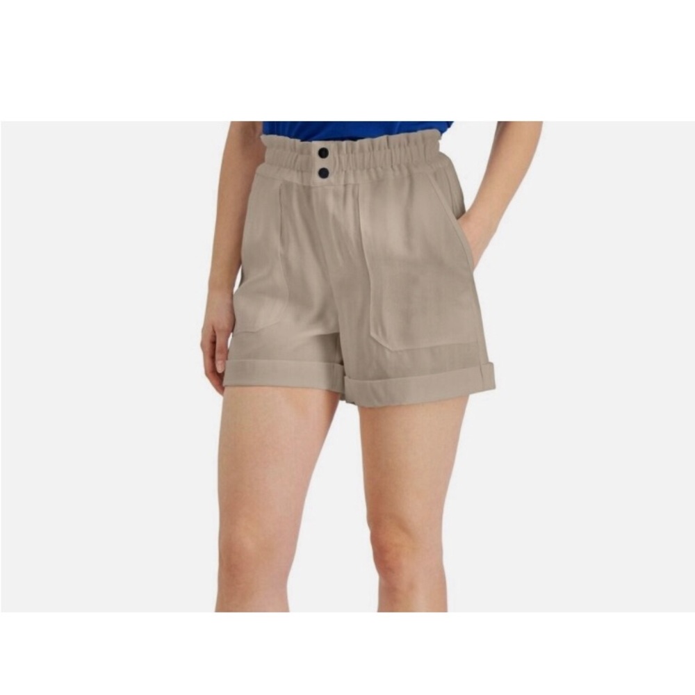 INC International Concepts Tan High Waist Shorts women’s size 14 NWT lowest $